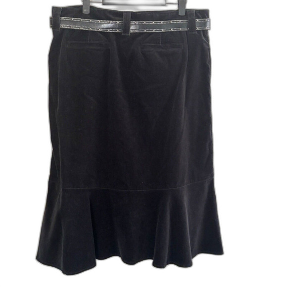 Riders Copper Corduroy Midi Skirt Sz 13 (Jrs) Black Belted Western Rodeo Cowgirl - Picture 2 of 8